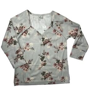NWT Cato pullover ribbed floral print Soft Girl long sleeve size L